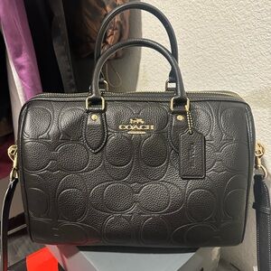 Coach Rowan Signature Black Leather Satchel